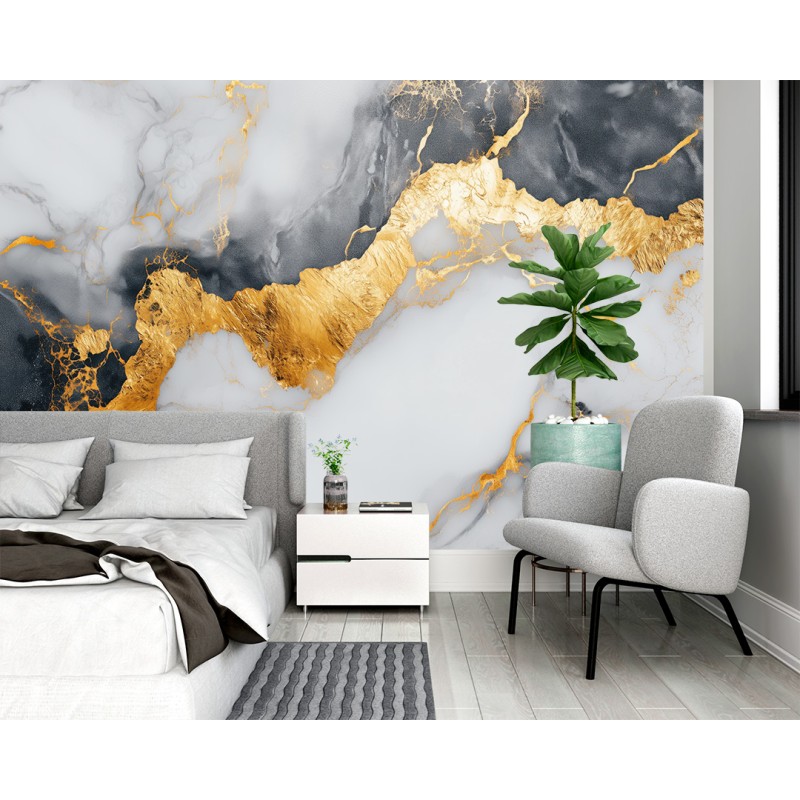 Abstract Marble Photomural With Gold