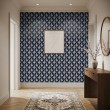 Arabesque wallpaper damask navy blue design