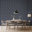 Papier peint arabesque motif damassé bleu marine