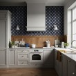 Arabesque wallpaper damask navy blue design