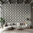 Arabesque wallpaper damask charcoal gray design