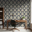 Arabesque wallpaper damask charcoal gray design
