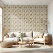 Arabesque wallpaper damask beige terracotta design