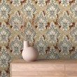 Arabesque wallpaper damask beige terracotta design