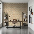 Arabesque wallpaper damask rust orange design