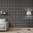 Arabesque wallpaper damask design on dark blue