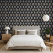 Arabesque wallpaper damask design on dark blue