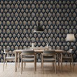 Arabesque wallpaper damask design on dark blue