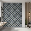 Arabesque wallpaper damask petrol blue design