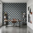Arabesque wallpaper damask petrol blue design