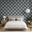 Arabesque wallpaper damask petrol blue design
