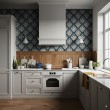 Arabesque wallpaper damask petrol blue design