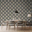 Arabesque wallpaper damask petrol green design