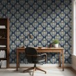 Arabesque wallpaper damask sapphire blue design