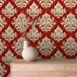 Arabesque Tapete Damastmuster Klassisch Rot Design