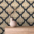 Arabesque wallpaper damask elegant black design