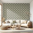 Arabesque wallpaper damask olive green design