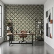Arabesque wallpaper damask olive green design