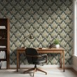 Arabesque wallpaper damask olive green design