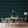 Carta da parati arabesque design floreale verde giada