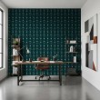 Arabesque wallpaper dark turquoise green floral design
