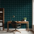 Papier peint arabesque motif floral vert turquoise foncé