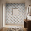 Arabesque wallpaper floral design on light gray
