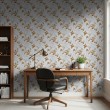 Arabesque wallpaper floral design on light gray