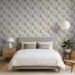 Arabesque wallpaper floral design on light gray