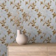 Arabesque wallpaper floral design on light gray