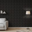 Papier peint arabesque motif floral noir