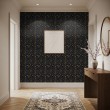 Papier peint arabesque motif floral noir