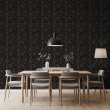 Papier peint arabesque motif floral noir