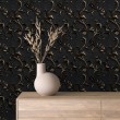 Papier peint arabesque motif floral noir