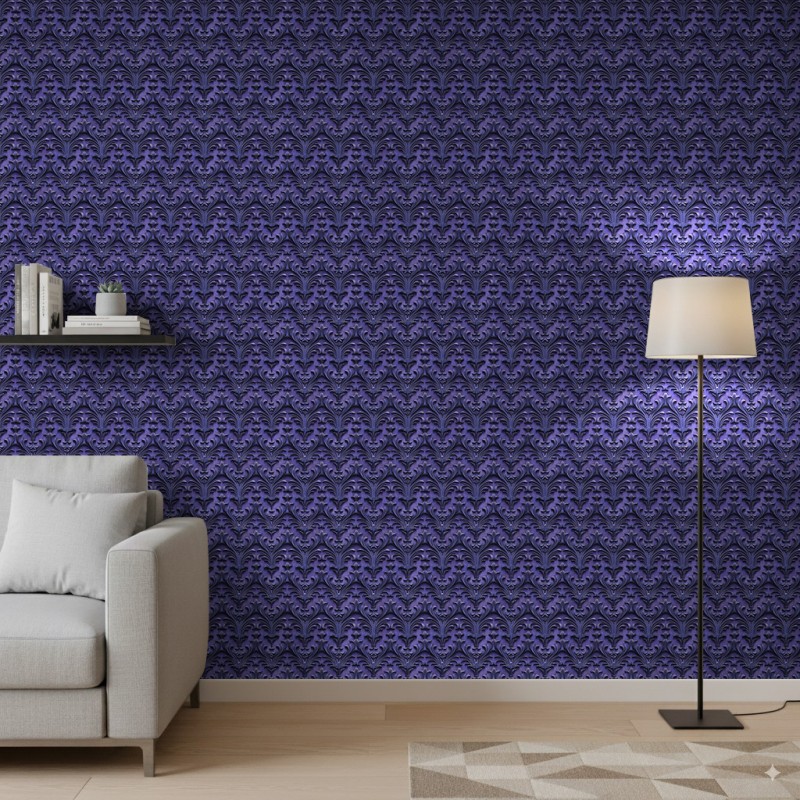 Papel Pintado Arabesque Diseño Floral Violeta Oscuro