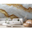Fotomurale in Marmo Venato d'oro Con Elegante Sfondo Bianco