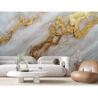 Lussuosa Decorazione Fotomurale in Marmo Bianco e Oro