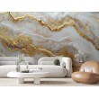 Light Marble Photomural With Gold Inlays