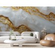 Fotomurale in Marmo Bianco con Effetto Oro Lucido
