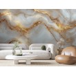 White Marble Photomural With Abstract Gold Veins