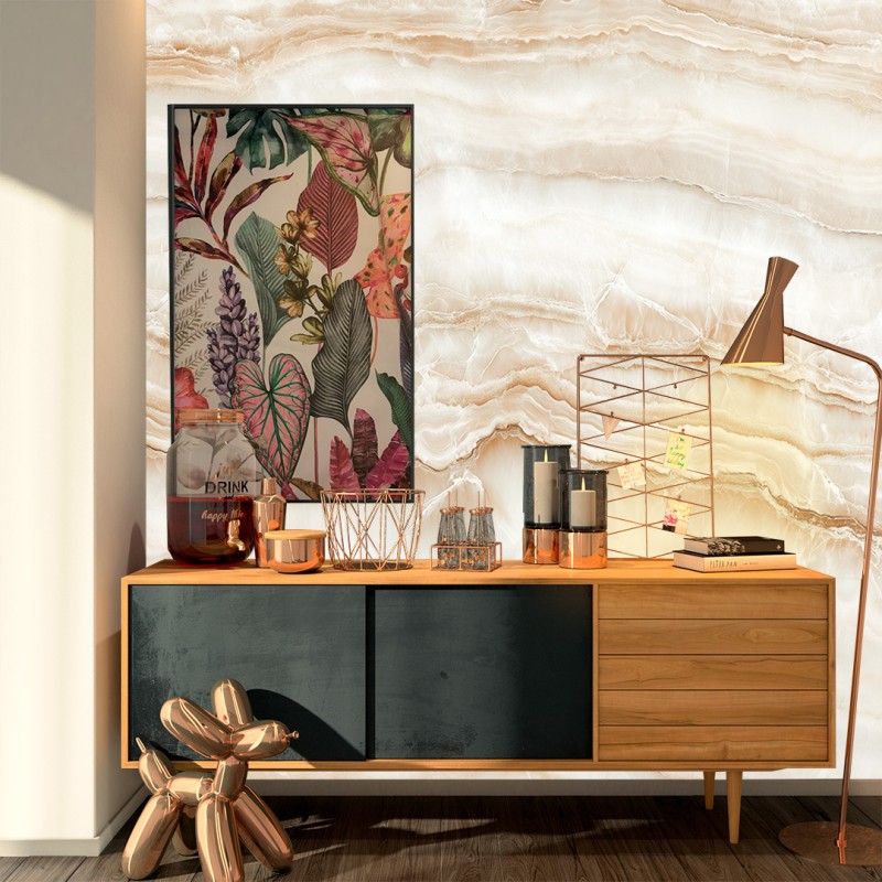 Fotomurale in Marmo Beige Con Venature Marroni