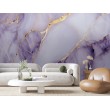 White and Purple Marble Photomural With Gold Details