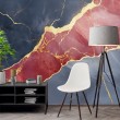Fresque Murale en Marbre Multicolore Avec Veines Dorées