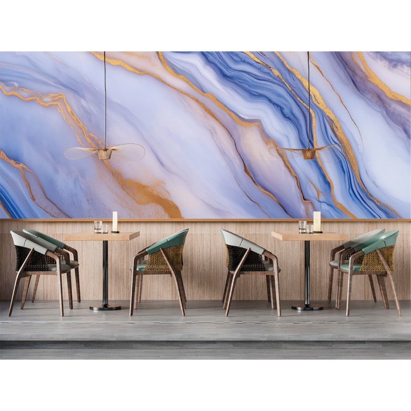 Fresque Murale en Marbre Lilas Nacré Avec de l'or