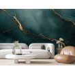 Fotomurale in Marmo Verde Acqua con Venature Dorate