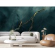 Fresque Murale en Marbre Vert Foncé Avec Veines Dorées