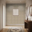 Wallpaper tile floral design black and beige