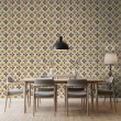 Wallpaper tile floral design yellow and black