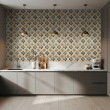Wallpaper tile floral design yellow and black