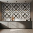 Wallpaper tile floral design black and brown